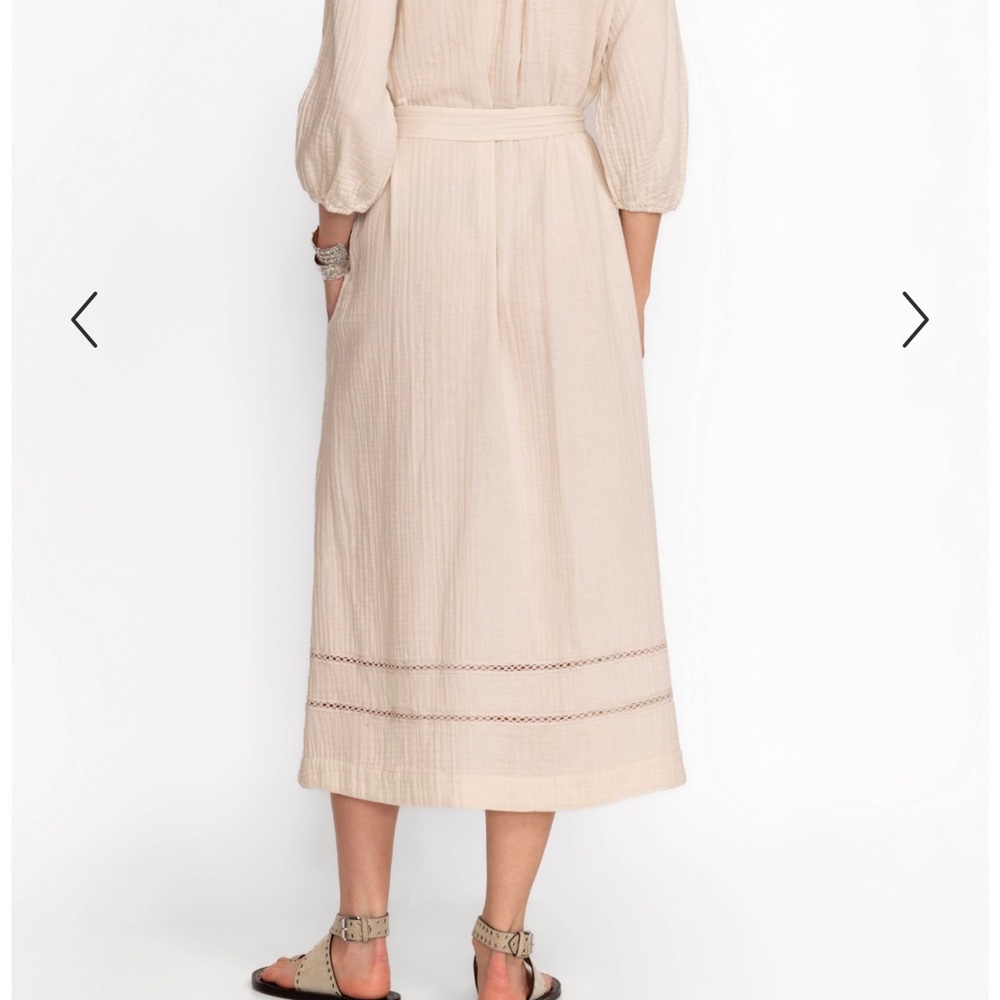 Johnny Was Calme S gauze, bishop sleeve dress with waist tie - Picture 2 of 5